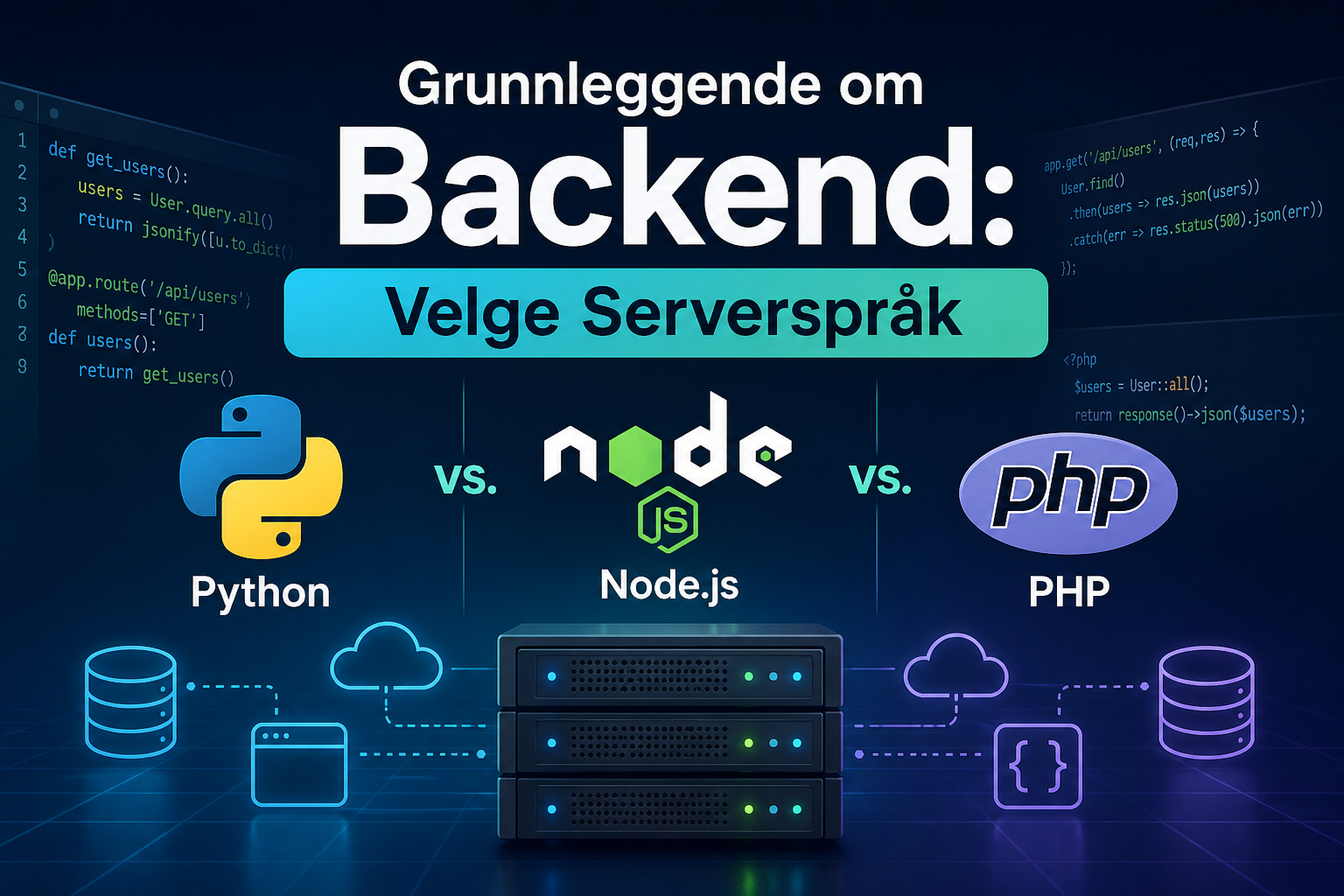 Grunnleggende om Backend: Velge Serverspråk – Python vs. Node.js vs. PHP